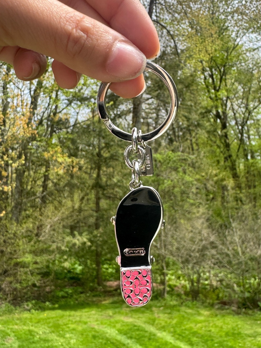 Coach Pink Signature Sandal Keychain Charm Rhinestone Flip Flop Key Fob Y2K NWOT - Picture 4 of 10